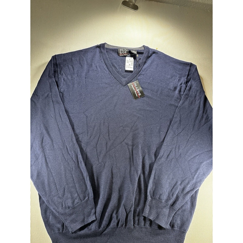 Jos.A.Banks 100% Merino Wool Men's Long Sleeve Navy XXL Grandpa Core New‎